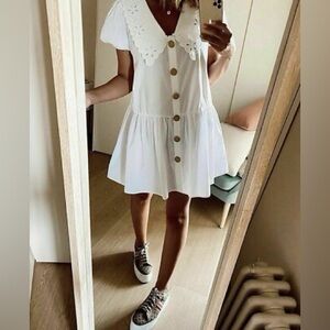 Zara White Mini Dress with Button Details